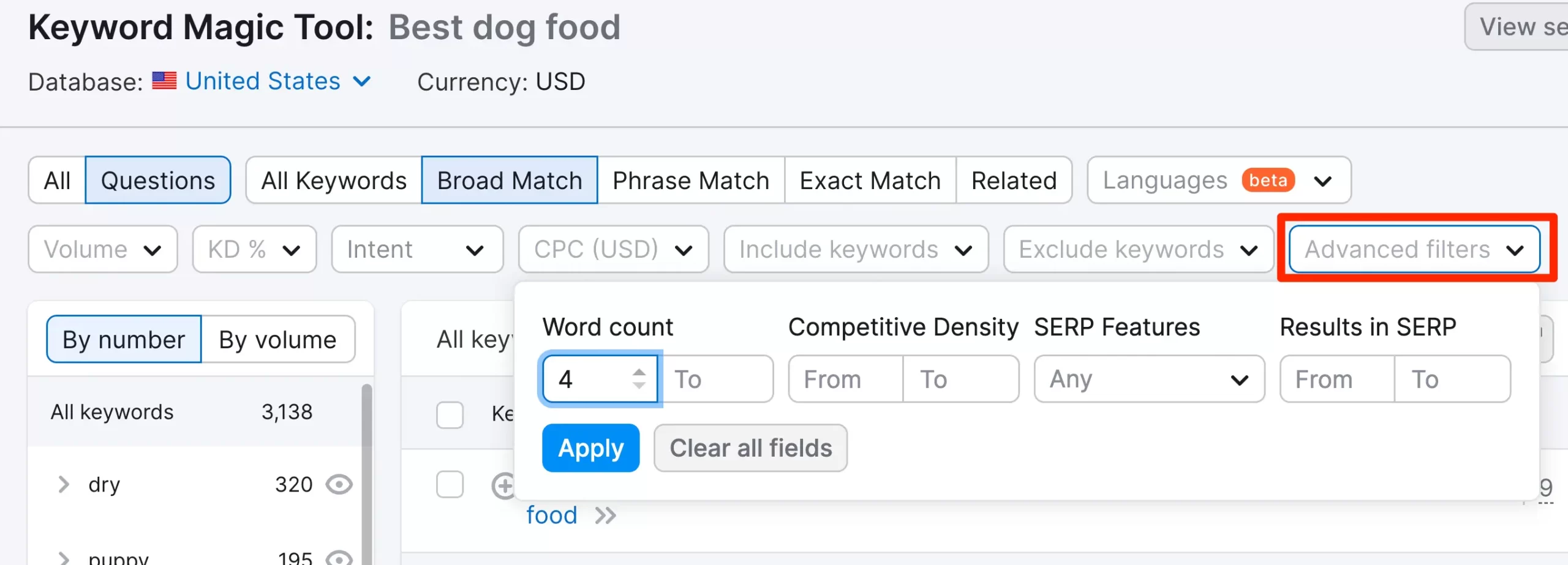 Keyword Research - Filters