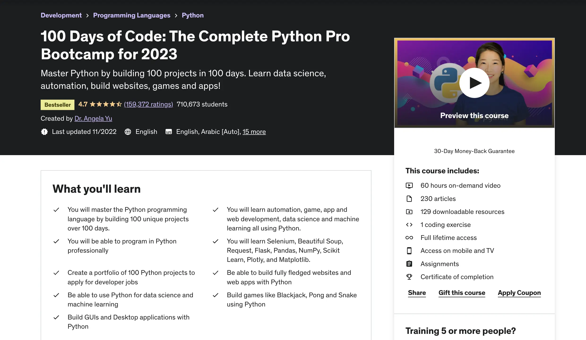 100 Days of Code: The Complete Python Pro Bootcamp