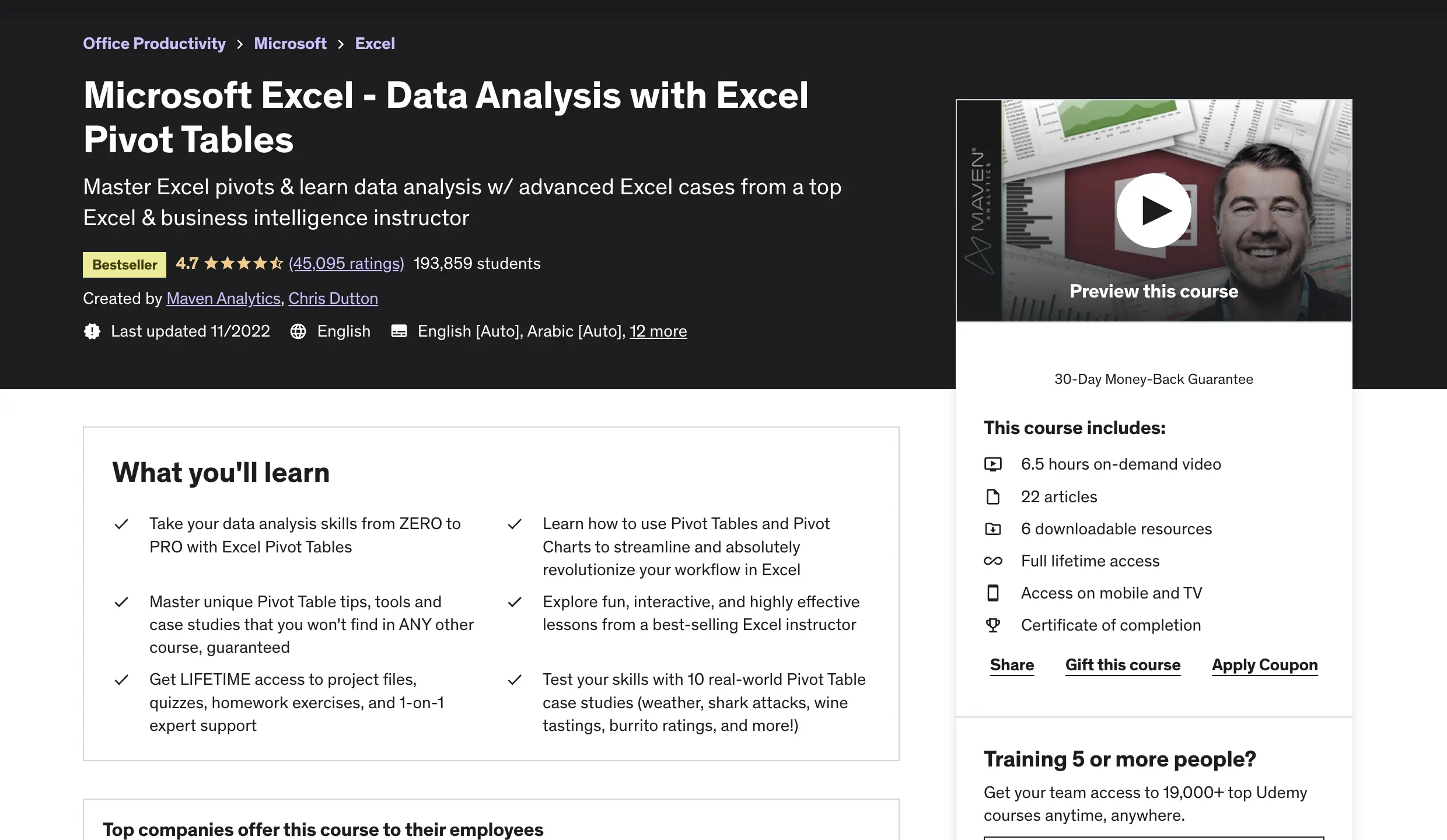 Microsoft Excel - Data Analysis with Excel Pivot Tables