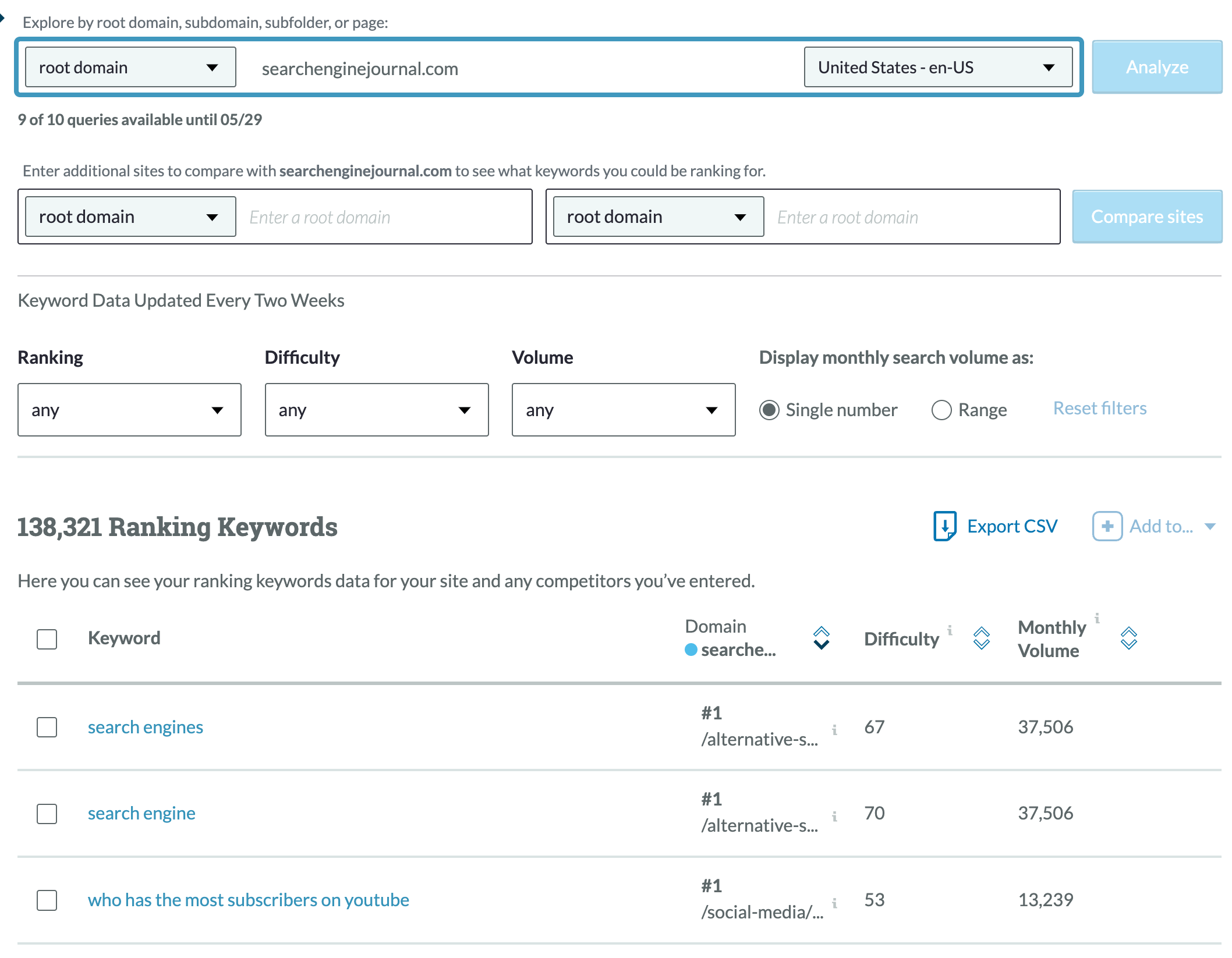 MOZ Keyword Explorer