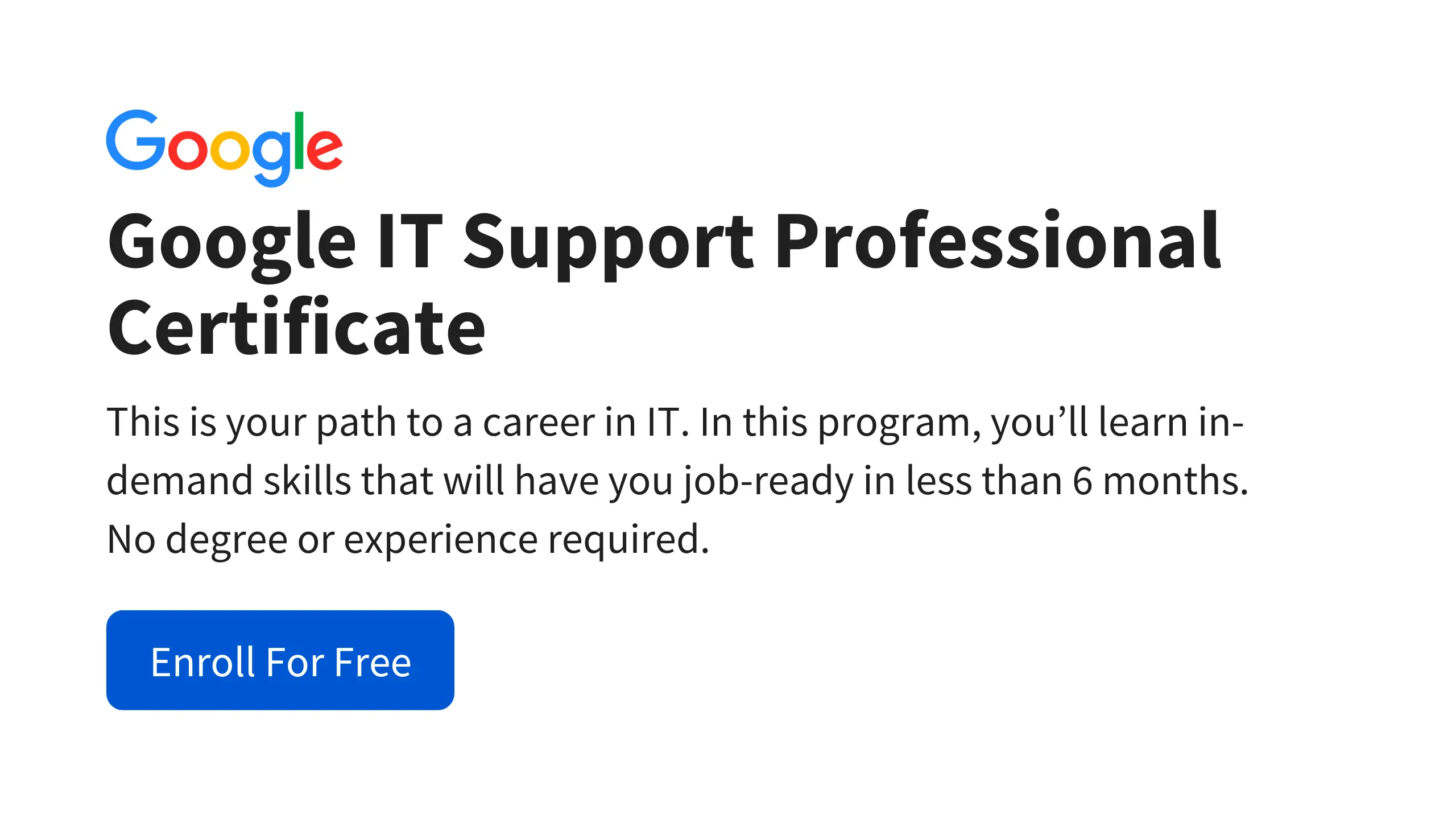 Google IT Support Professional Certificate