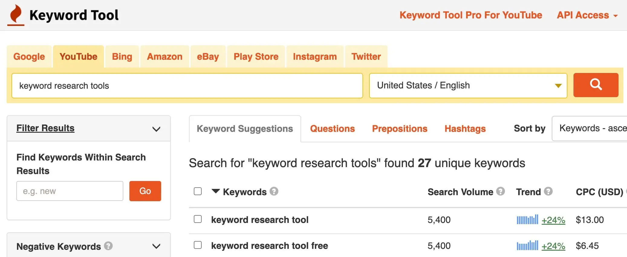 Keyword Tool