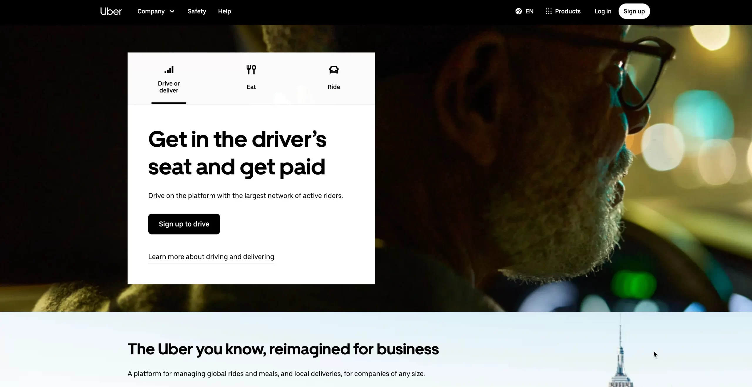 Landing Page Example – Uber