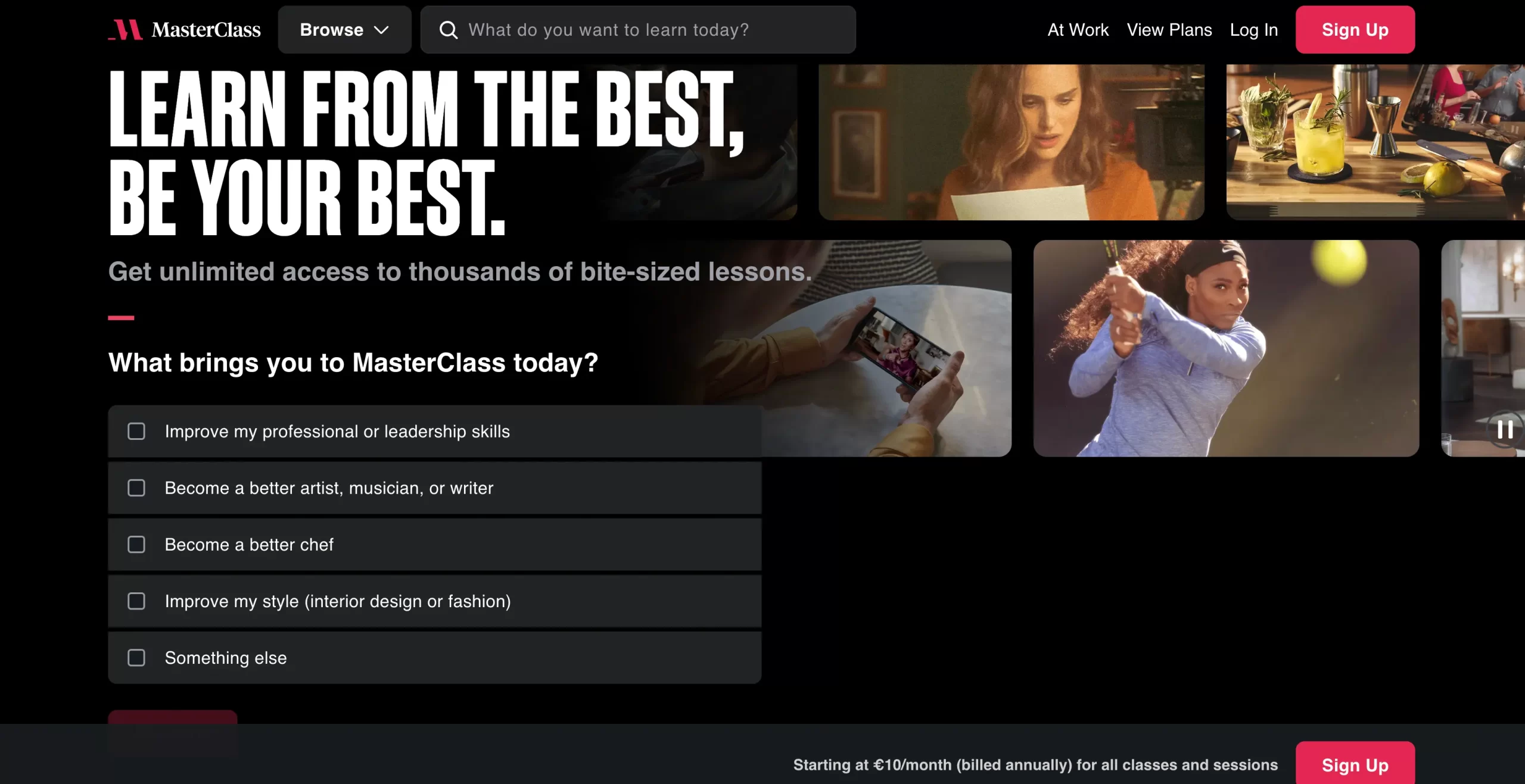 Landing Page Example – MasterClass