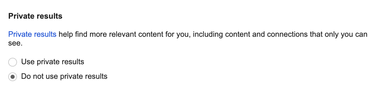 Google Private Results Option