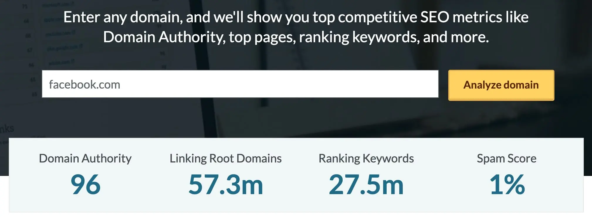 Domain Authority Checker.