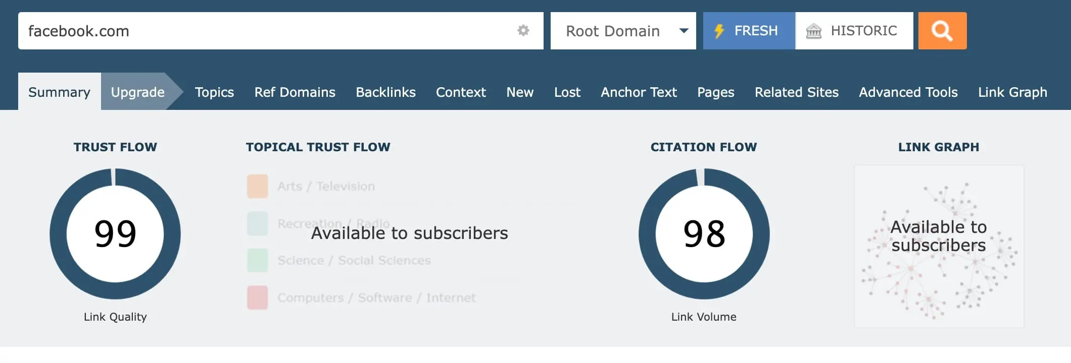 Majestic Domain Authority Checker Tool