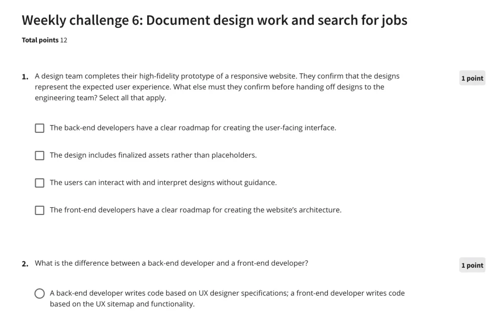 Google UX Design Certificate Exam Questions.