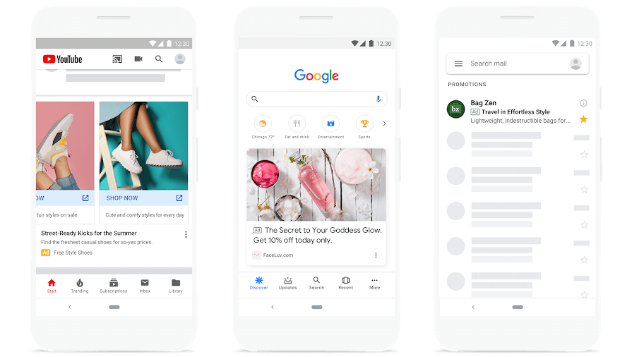 Google Discovery ads on YouTube, Discover, and Gmail