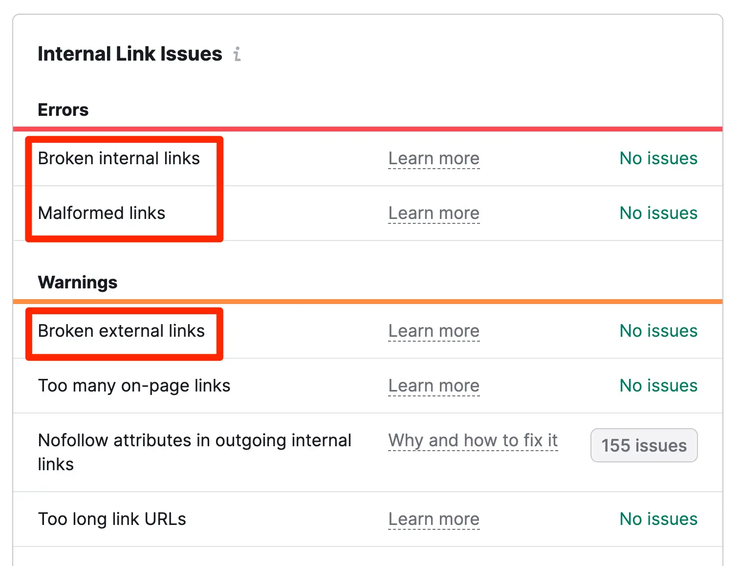 Broken Links Report