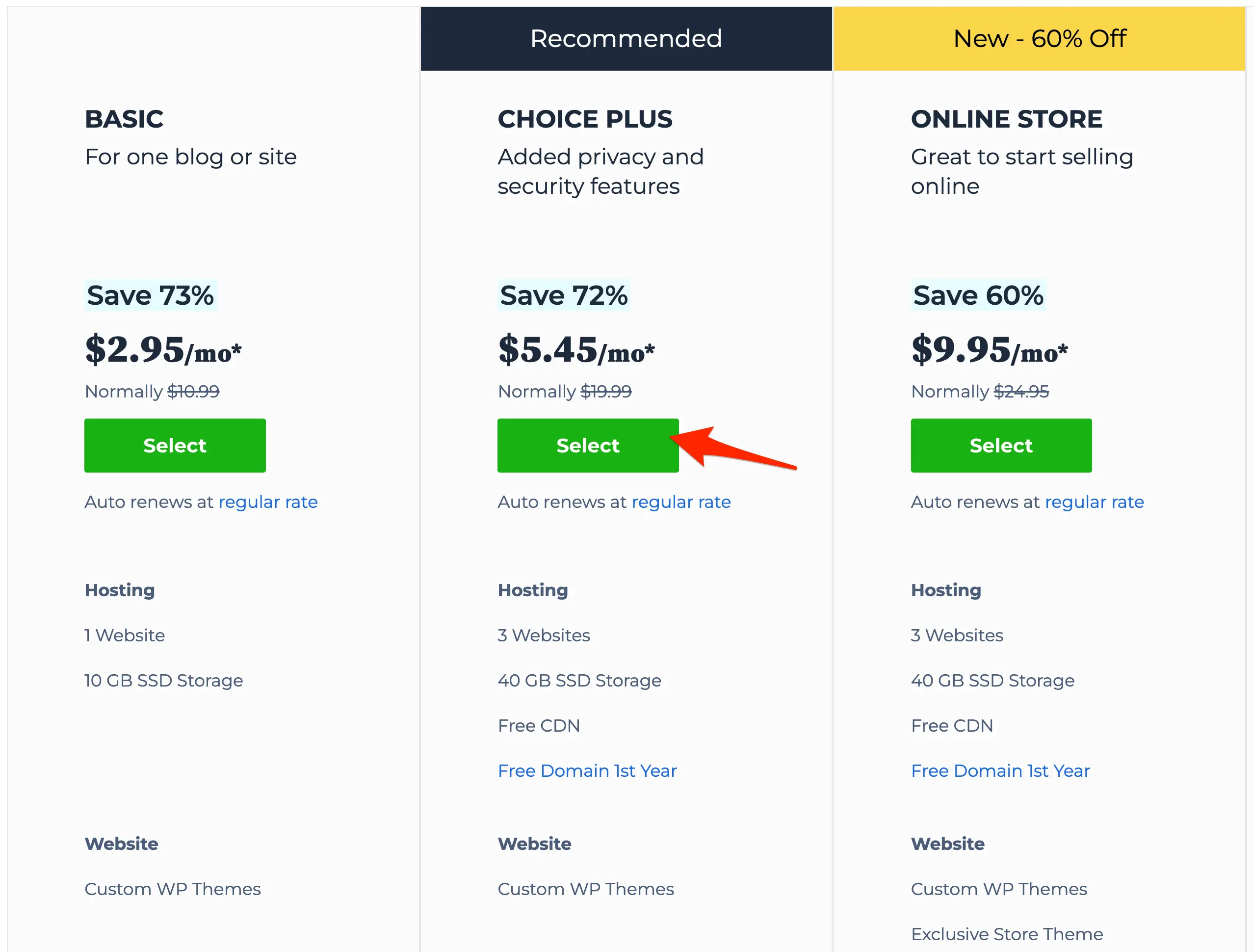 Choose Your Hosting Plan