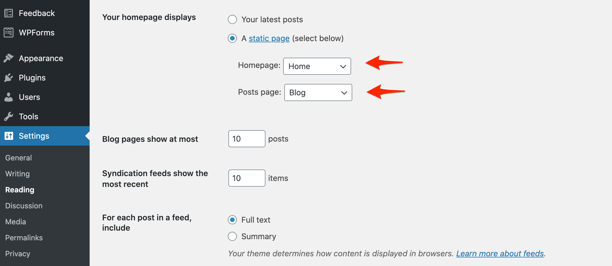 set your website homepage