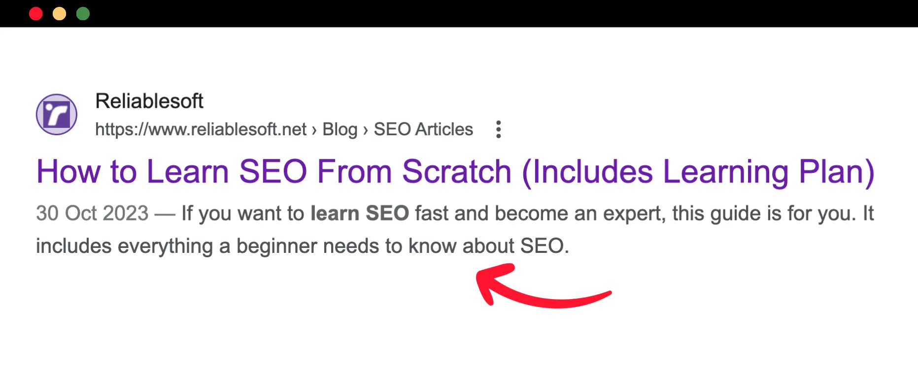 Meta Description in Google SERPS.