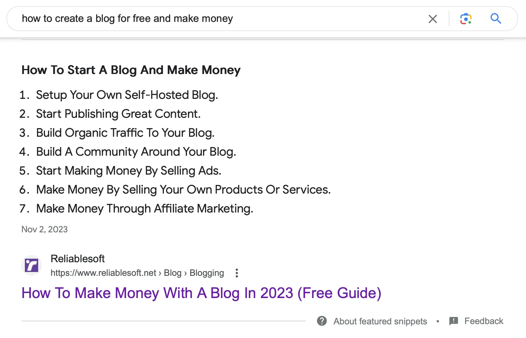 Google Featured Snippets