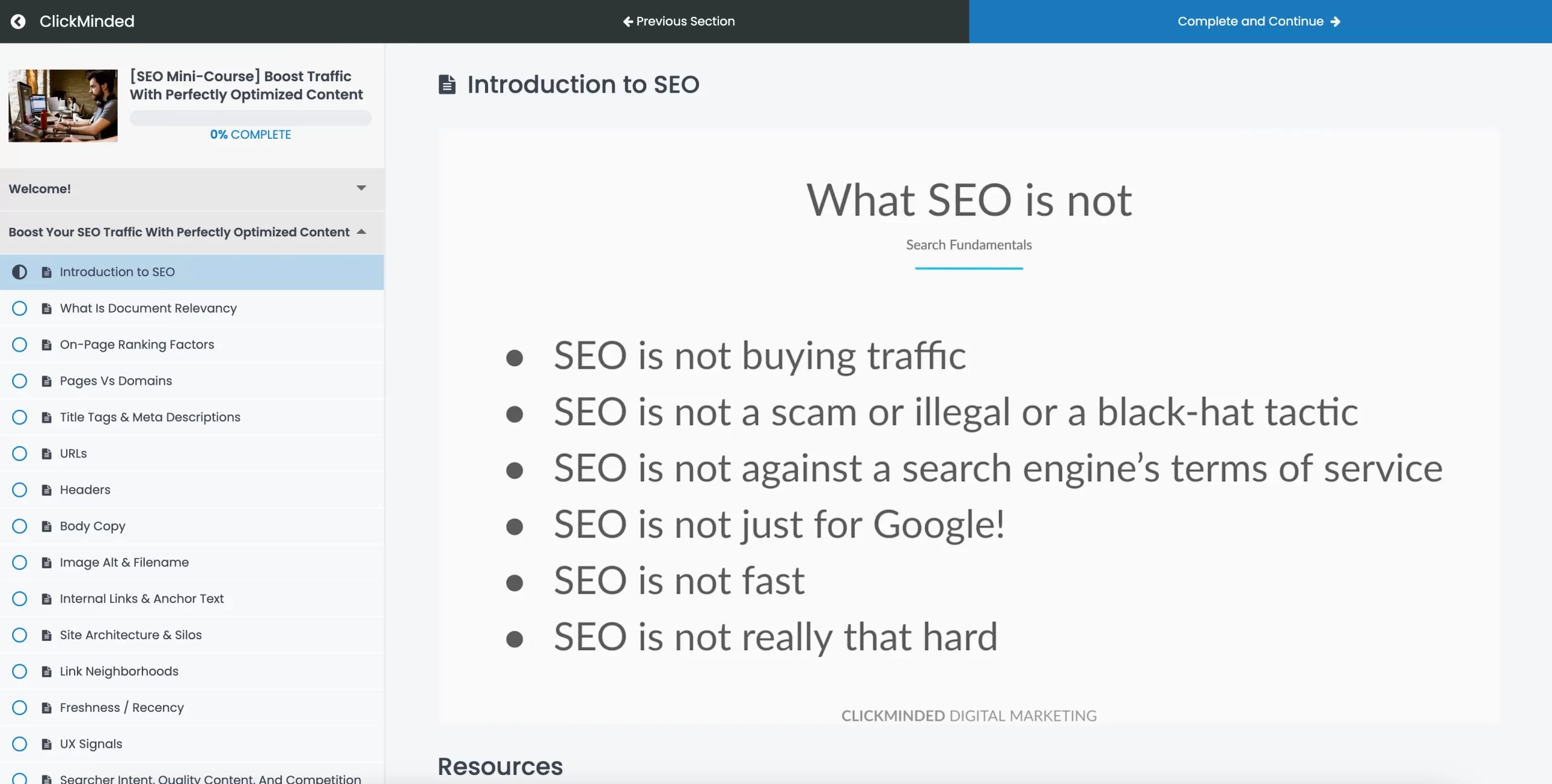 Clickminded SEO Course