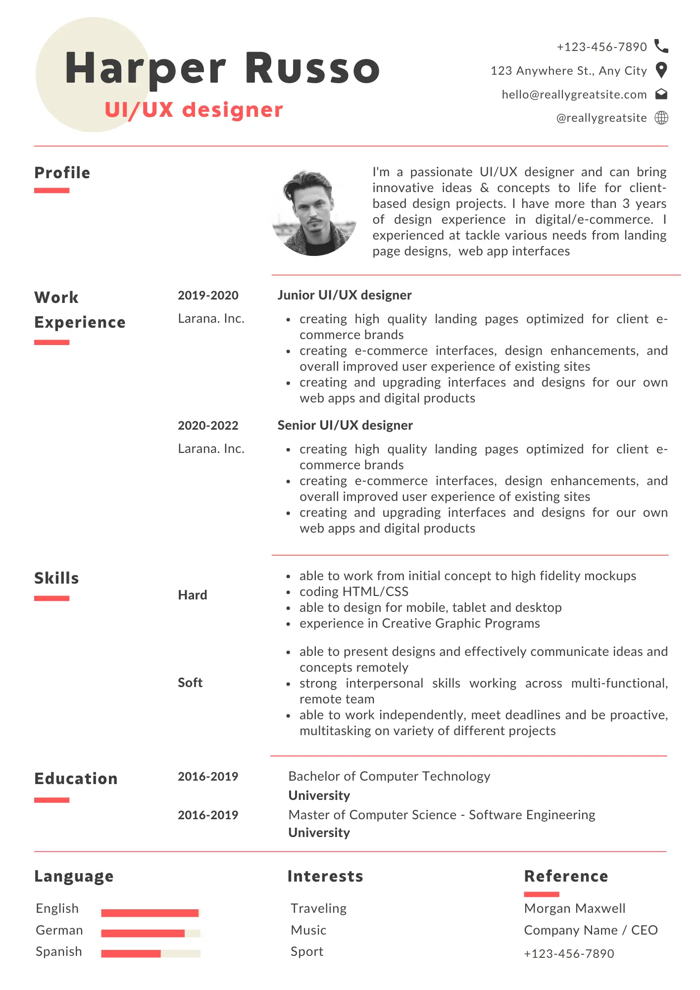 UX Designer - Sample CV