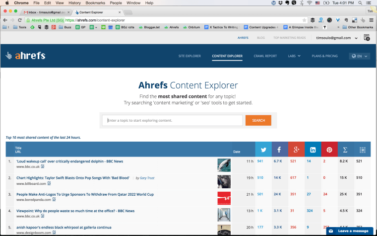 Ahrefs Content Explorer